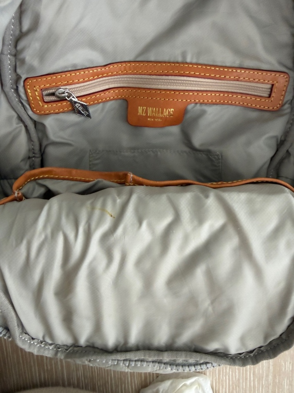 MZ WALLACE QUILTED Dove Grey Small Metro Backpack Silver Accents - Picture 15 of 16